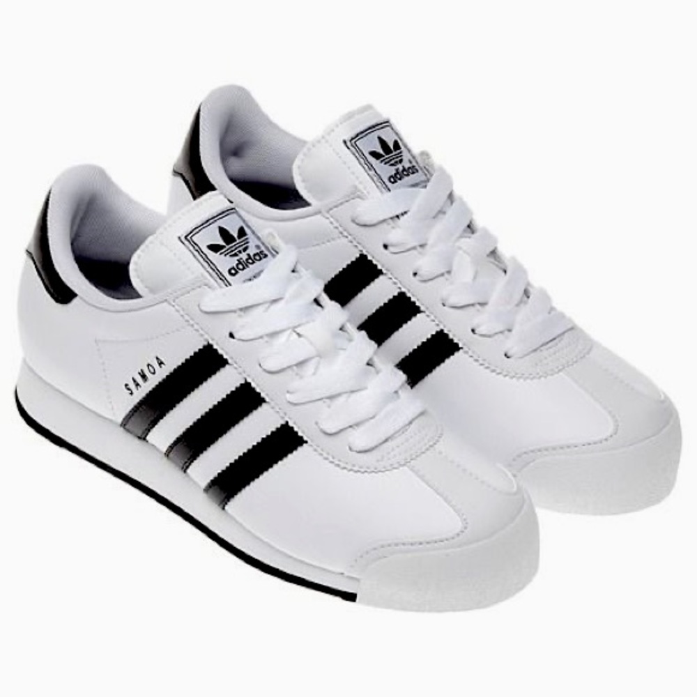 Adidas Samoa Sneakers White & Black Stripes 8.5